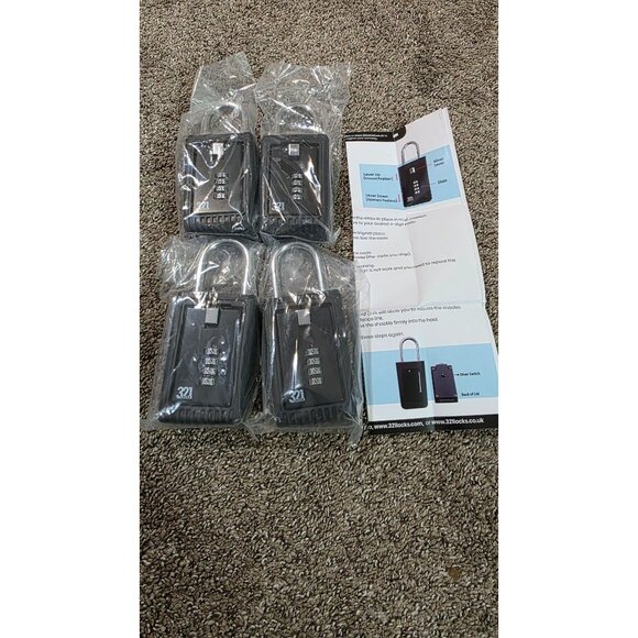 Set of 4 – 321 Locks Combination Key Lock Boxes with 4-Digit Code – Portable Sec - Picture 7 of 8